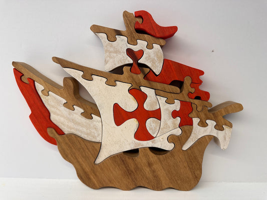 Crusader Ship 20pc Pine Wood Puzzle 10”x 8”