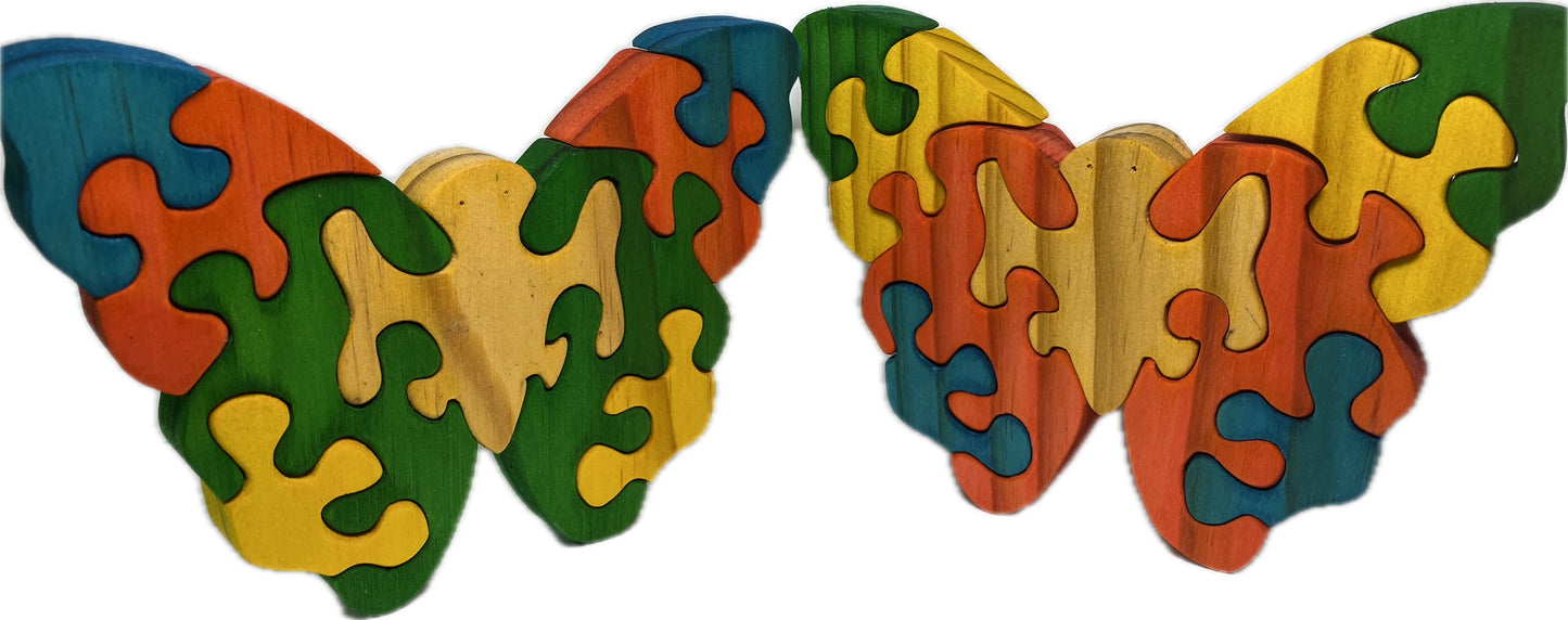 Butterfly (Multi-Color) 9pc Pine Wood Puzzle