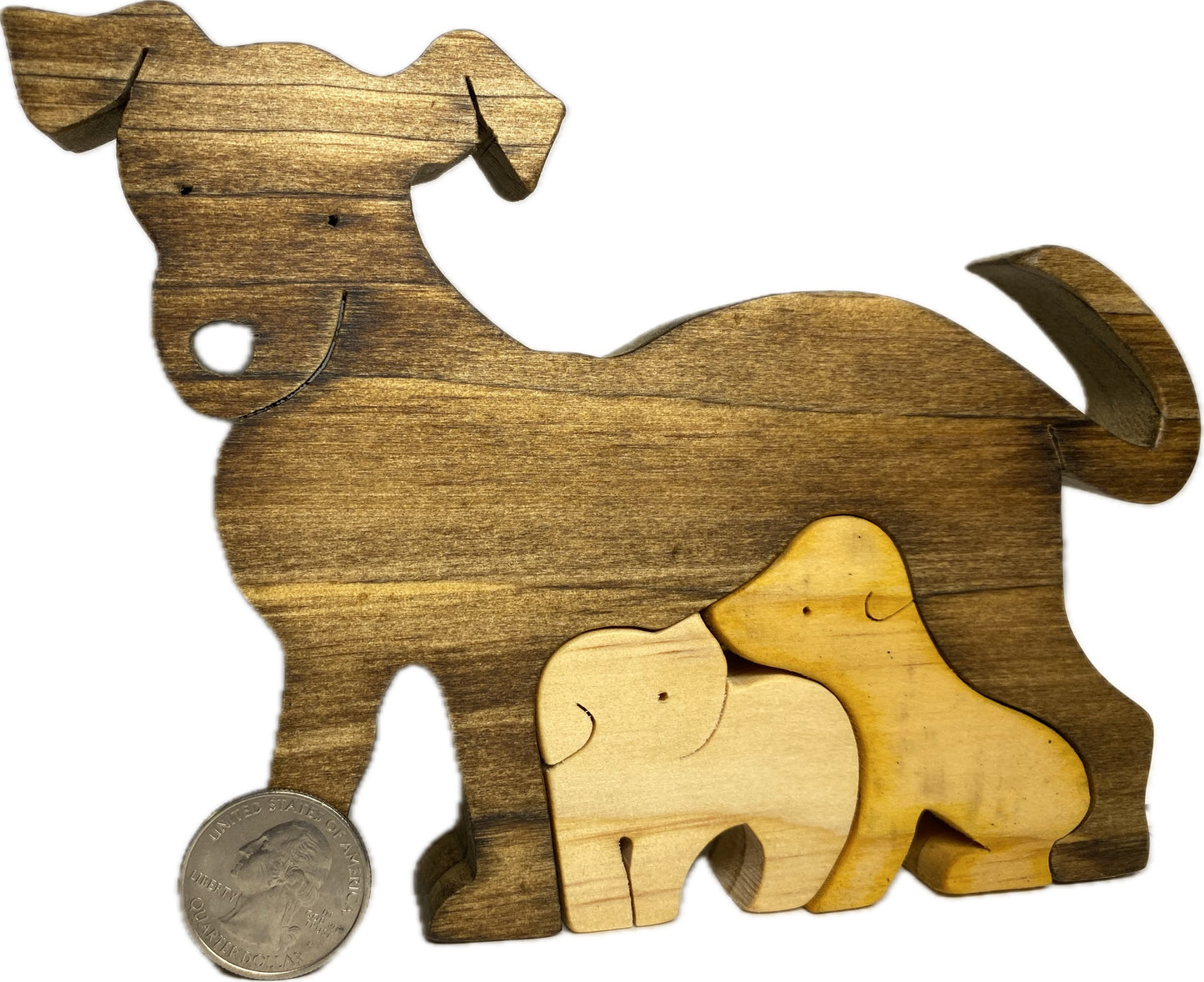 Dog W/ Pups 3pc Pine Wood Puzzle 7 3/4" x 4 3/4"