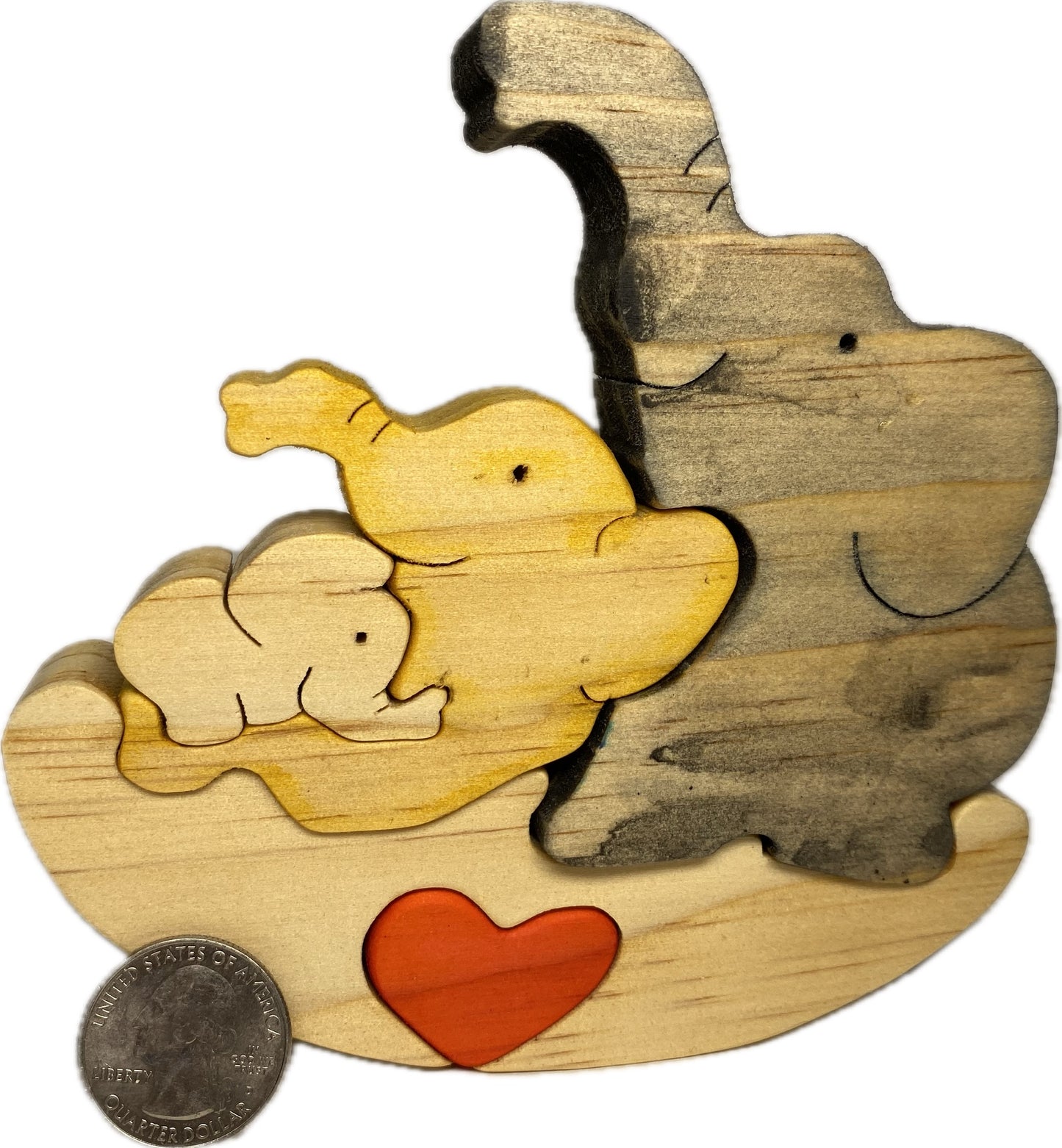 Elephant Family (Rocker) 5pc Pine Wood Puzzle 6 1/2" x 5"