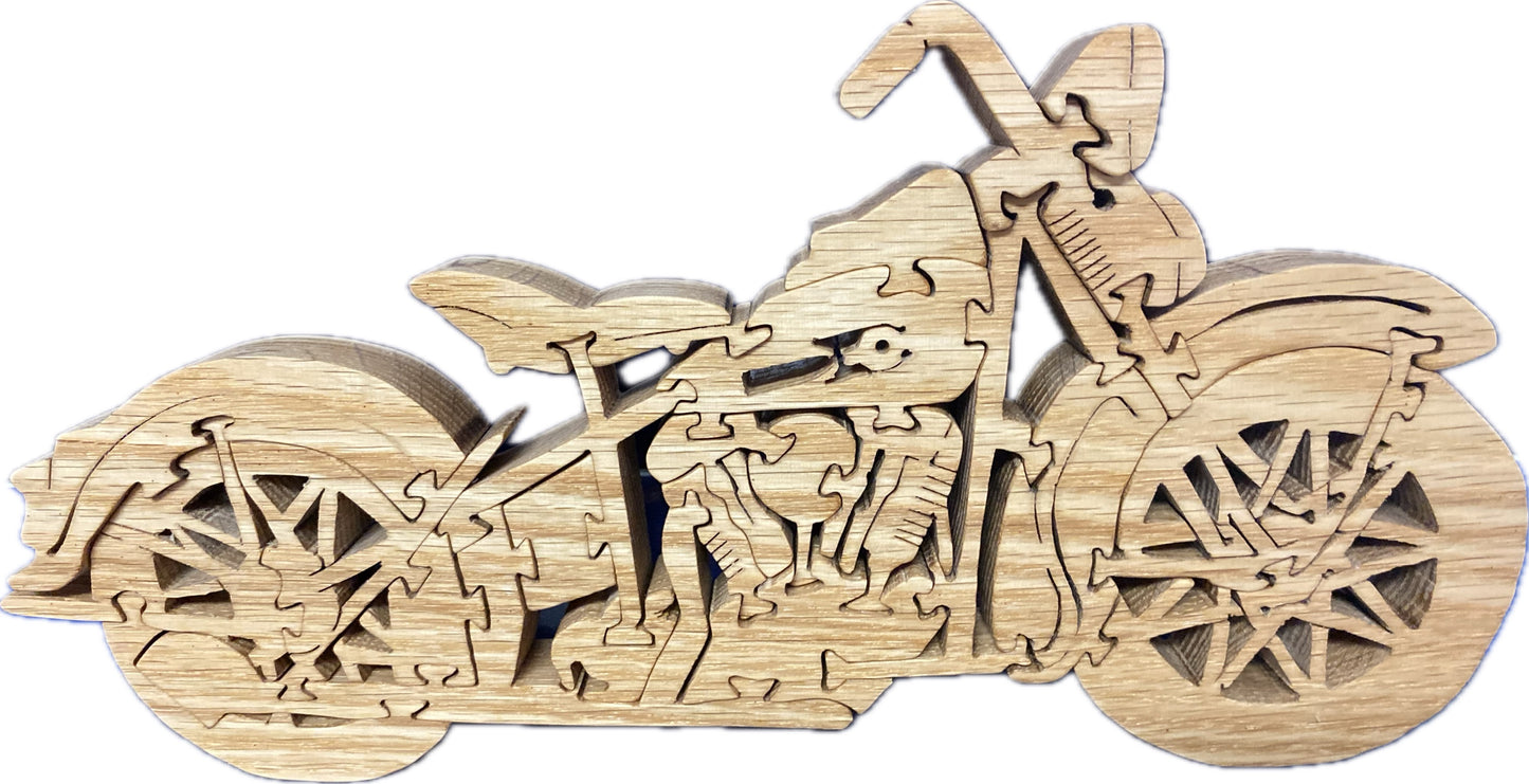 Motorcycle (Pan Head) 26pc Red Oak Puzzle 11" x 5 1/4"