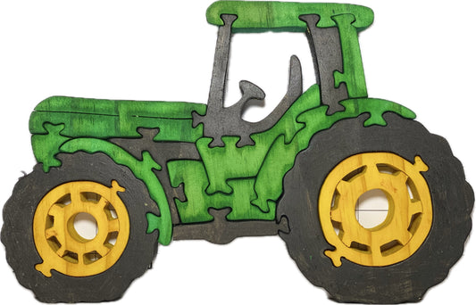 Green Tractor 16pc Pine Wood Puzzle 10 1/2" x 6 3/4"