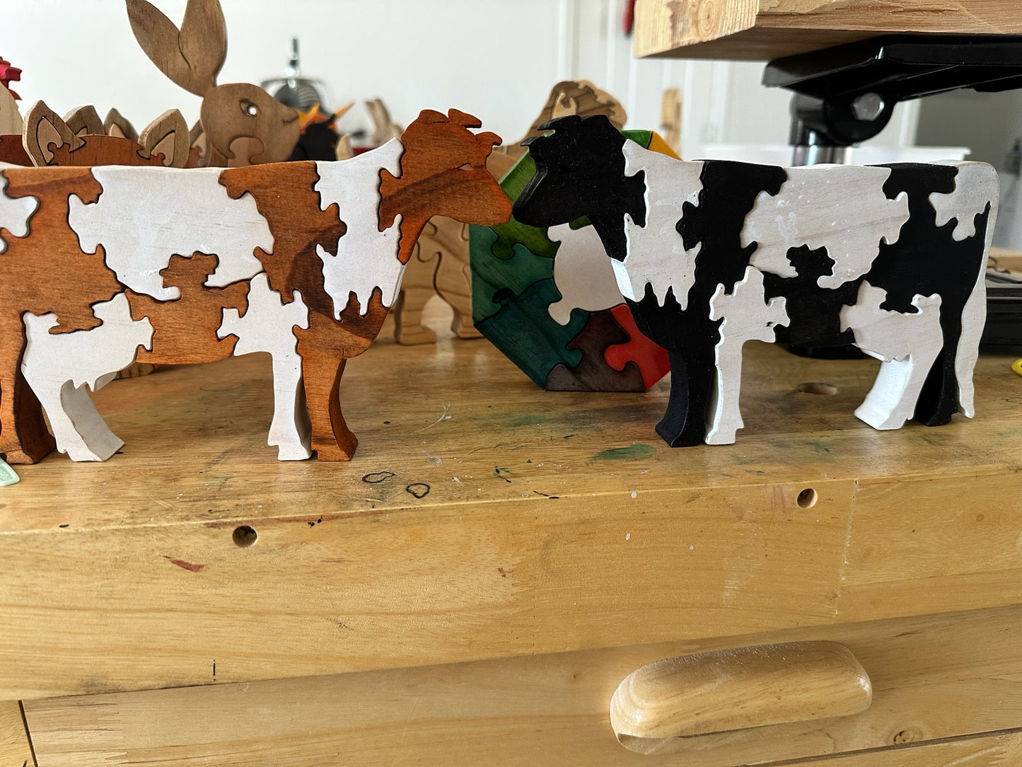 Dairy Cow 9pc Pine Wood Puzzle 8" x 5"