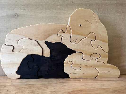 Ewe W/ Lamb 9 pc Pine Wood Puzzle 7" x 5"