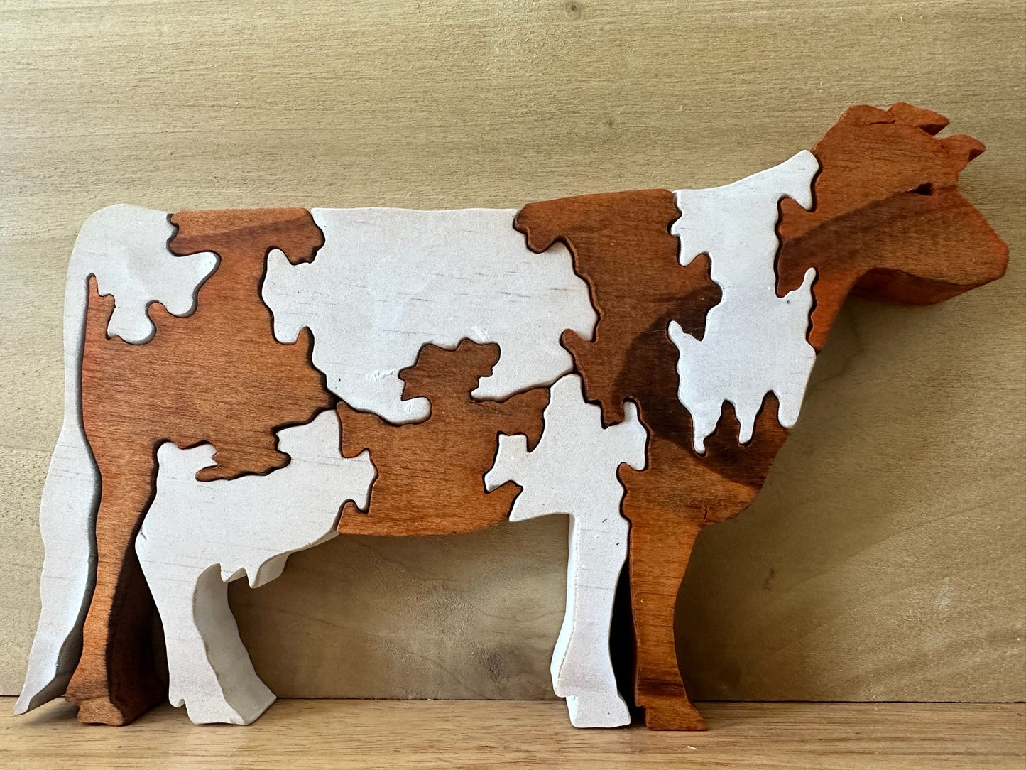 Dairy Cow 9pc Pine Wood Puzzle 8" x 5"