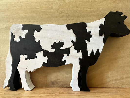 Dairy Cow 9pc Pine Wood Puzzle 8" x 5"