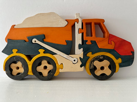 Dump Truck 17pc Pine Wood Puzzle 10 1/2" x 5 1/2"