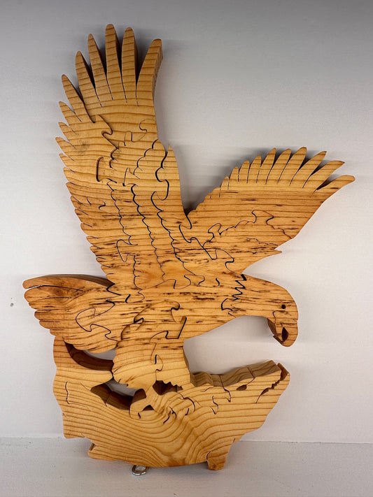 Eagle W/ Fish 14pc Pine Wood Puzzle 8" x 11"