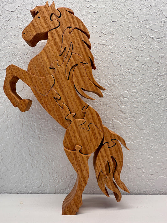 Rearing Horse 12pc Red Oak Puzzle 6" x 10 1/2"