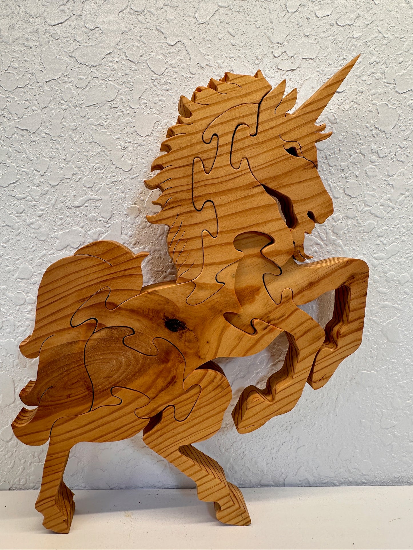 Rearing Unicorn 10pc Pine Wood Puzzle 8" x 9 3/4"