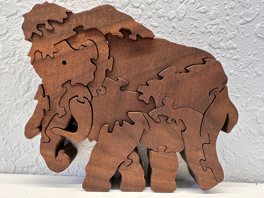 Woolly Mammoth 16pc Black Walnut Puzzle 6" x 5 1/2"