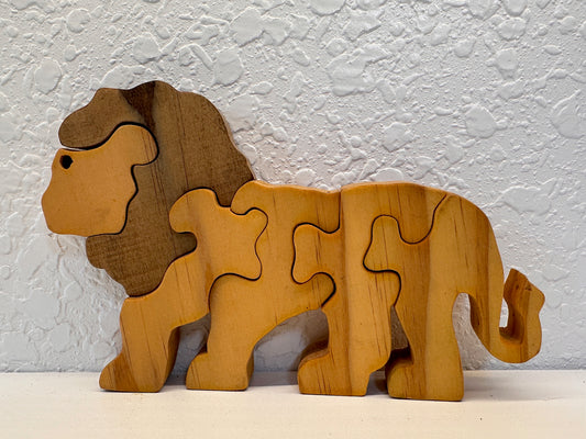 African Lion 6pc Pine Wood Puzzle 7 1/2" x 4 1/2"