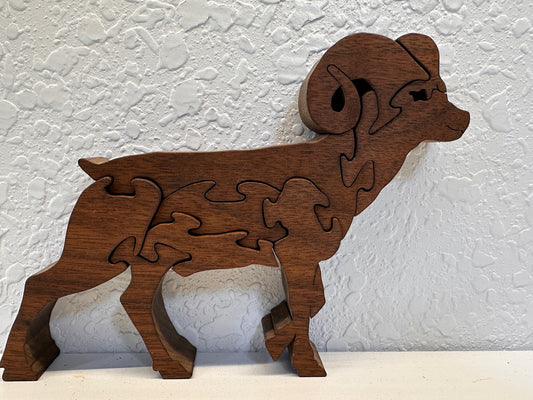 Bighorn Ram 8pc Black Walnut Puzzle 7" x 5"