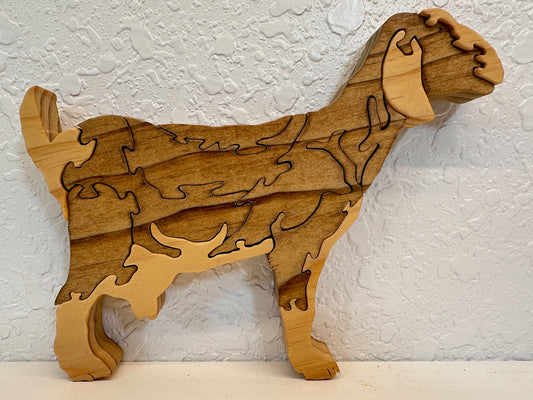 Nubian Goat 12pc Pine Wood Puzzle 7 1/2" x 6"