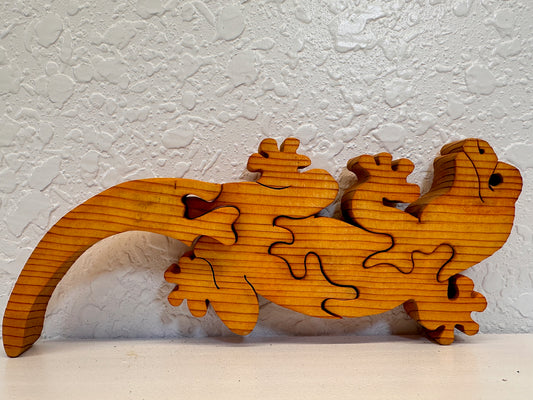 Gecko 4pc Pine Wood Puzzle 3 1/4" x 7 1/4"