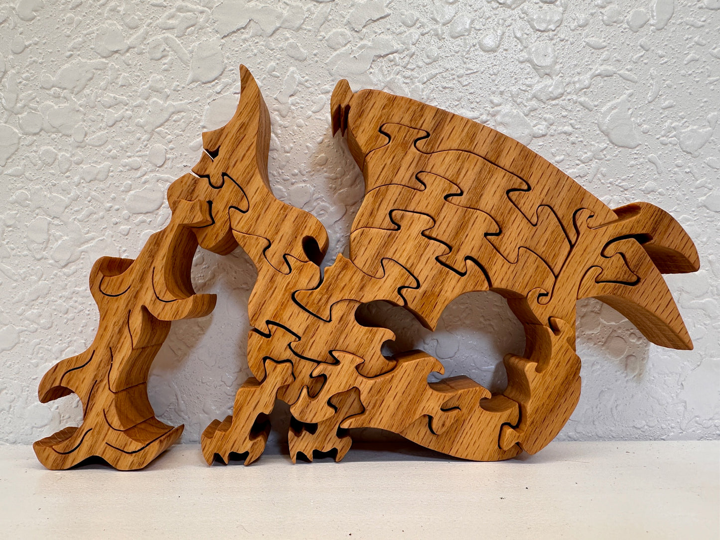 Fire-Breathing Dragon 17pc Red Oak Puzzle 7 3/4" x 4 1/2"