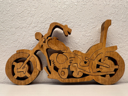 Motorcycle (Ape Hanger) 11pc Pine Wood Puzzle 10 1/2" x 5 3/4"