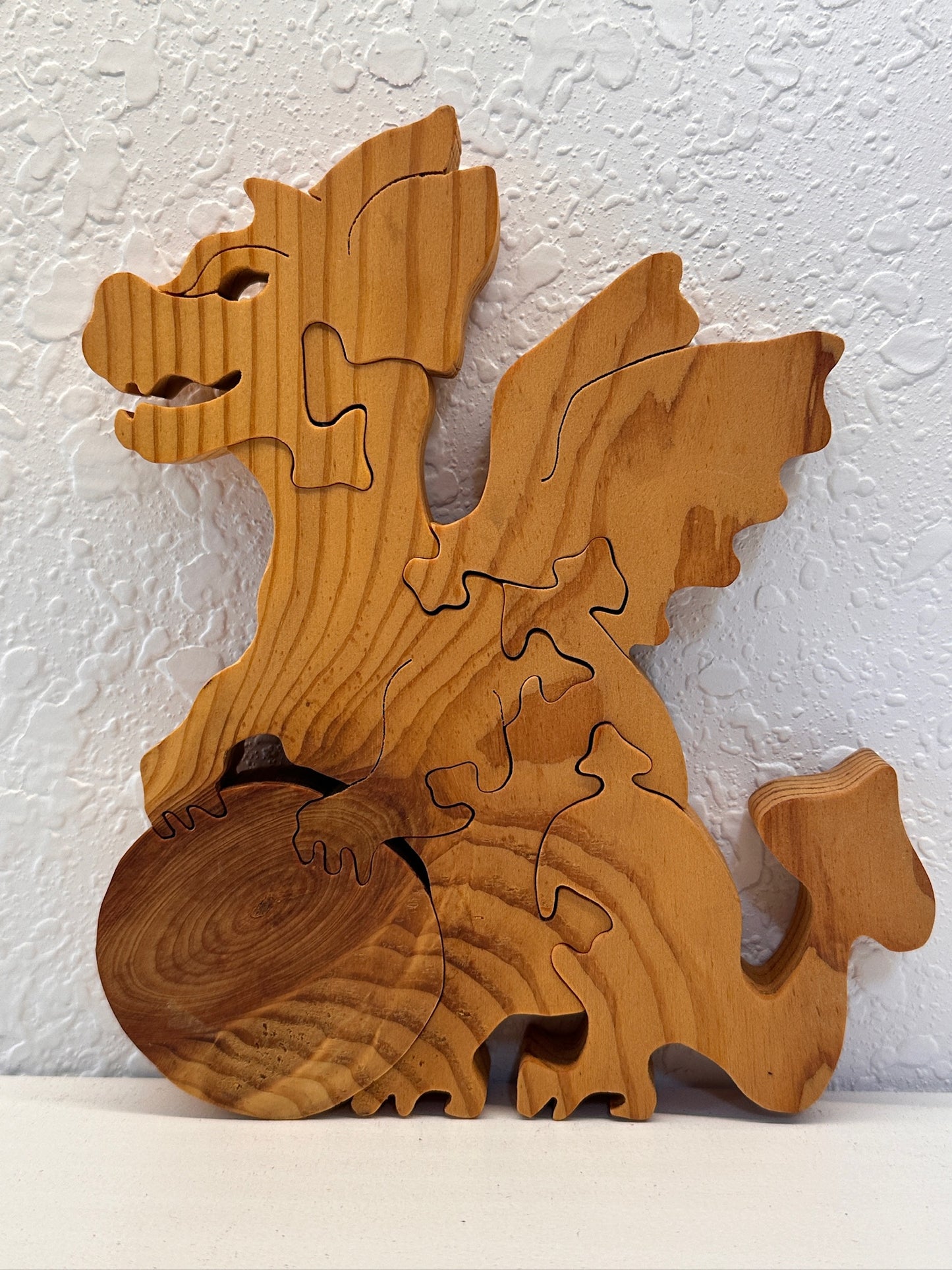 Dragon W/ Ball 6pc Pine Wood Puzzle 6" x 7"