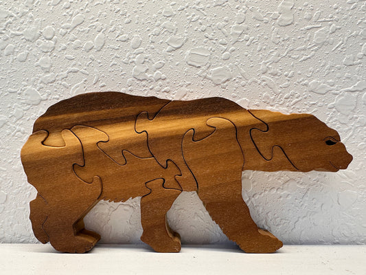 Bear Walking 7pc Poplar Wood Puzzle 8" x 4"