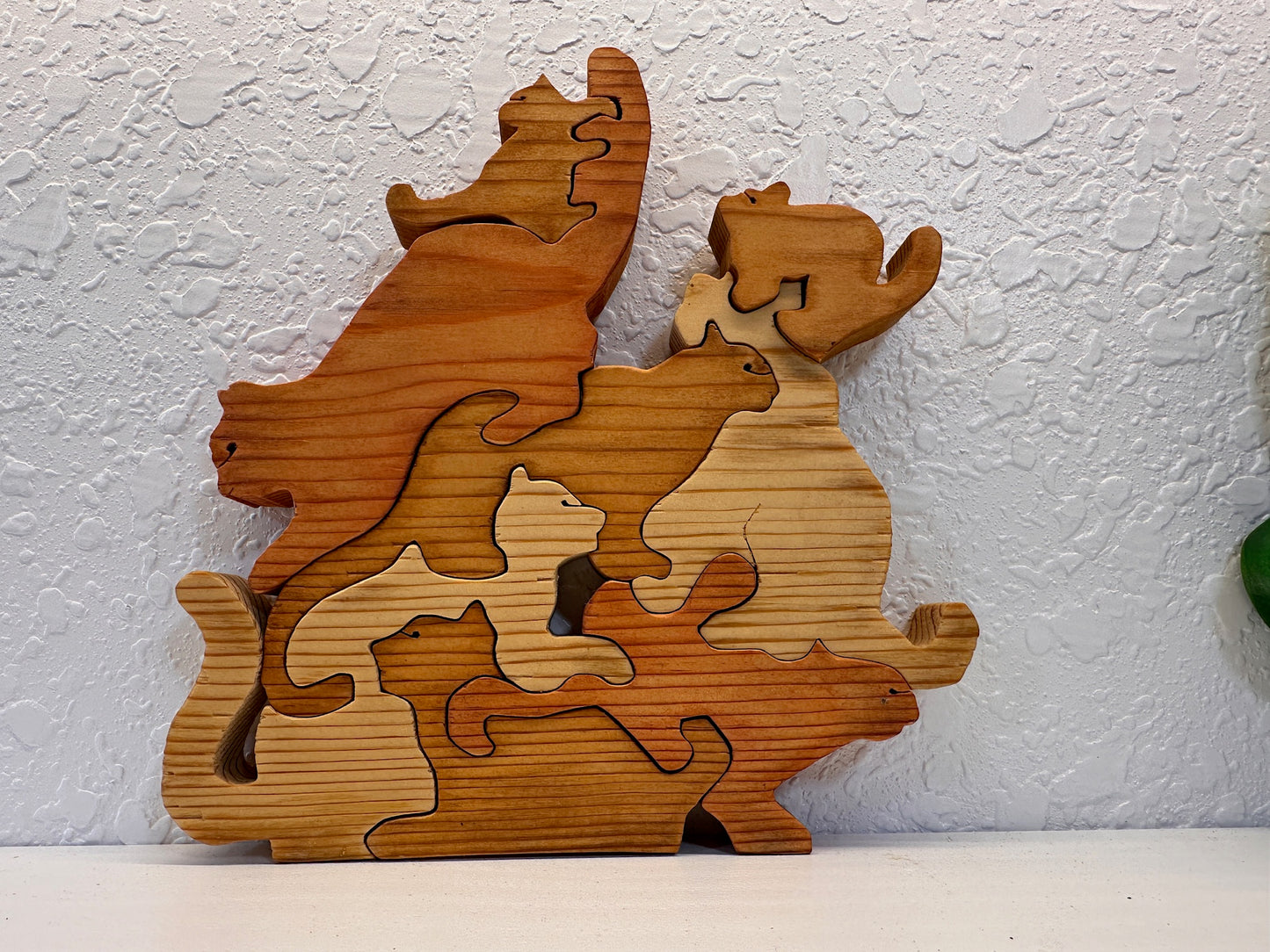 Cat Family 8pc Pine Wood Puzzle 7 1/2" x 7 x1/2"